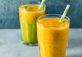 mango smoothie in tall glasses Royalty Free Stock Photo