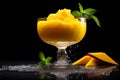 mango sorbet in snifter glass