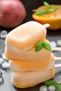 Mango sorbet sundae mix ice cream popsicles. Royalty Free Stock Photo