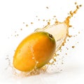 Mango splash isolated on white background Royalty Free Stock Photo