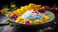 Mango sticky rice with rice. generated by AI tool.