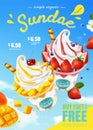 Mango and strawberry sundae ads