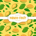 mango Summer tropical fruits seamless background pattern background sliced Vector