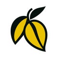 Mango symbol with leaf icon colorful graphic illustration Royalty Free Stock Photo