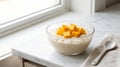 Mango Tapioca Pudding in Glass Bowl. Royalty Free Stock Photo