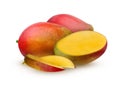 Mango whole and half isolated on white background. Royalty Free Stock Photo