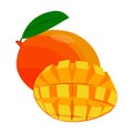 Mango whole and half. vector isolated on a white background Royalty Free Stock Photo