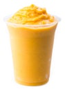 Mango yogurt, milk shake isolated on white Royalty Free Stock Photo