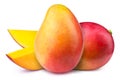 Mangoes with slices isolated