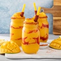 Mangonada mexican mango smoothie with chamoy sauce and lime seasoning Royalty Free Stock Photo