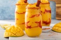 Mangonada mexican mango smoothie with chamoy sauce and lime seasoning Royalty Free Stock Photo