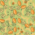 Mangos and bananas seamless vector pattern