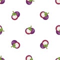 Mangosteen fruit pattern seamless vector Royalty Free Stock Photo
