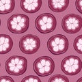 Mangosteen hand drawn seamless pattern background. Vector fruits background Royalty Free Stock Photo
