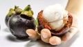 Mangosteen on hand Royalty Free Stock Photo
