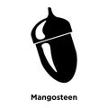 Mangosteen icon vector isolated on white background, logo concept of Mangosteen sign on transparent background, black filled Royalty Free Stock Photo