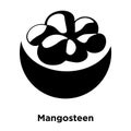 Mangosteen icon vector isolated on white background, logo concept of Mangosteen sign on transparent background, black filled Royalty Free Stock Photo