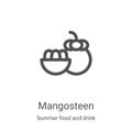 mangosteen icon vector from summer food and drink collection. Thin line mangosteen outline icon vector illustration. Linear symbol Royalty Free Stock Photo