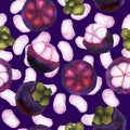 Mangosteen pattern on dark Royalty Free Stock Photo