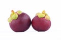 mangosteen queen of fruits Garcinia mangostana Linn on white background healthy purple mangosteen fruit food isolated Royalty Free Stock Photo