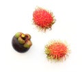 Mangosteen and rambutan tropical fruit Royalty Free Stock Photo