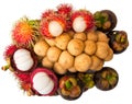 Mangosteen, Southern Longsat, Rambutan fruit Royalty Free Stock Photo