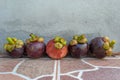 Mangosteen Thai fruit and cement background