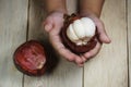 Mangosteens Queen of fruits,mangosteen on natural wooden