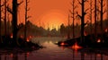 Mangrove Forest Firefighting: Retro 8-bit Style Environmental Art