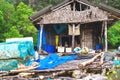 Mangrove jungle. Kayaking station. Fisher house at water