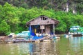 Mangrove jungle. Kayaking station. Fisher house at water