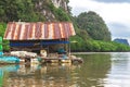 Mangrove jungle. Kayaking station. Fisher house at water