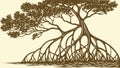 Mangrove Tree with Complex Root System, Vital for Ecosystems, vector design Generative AI Royalty Free Stock Photo