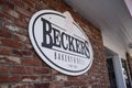 Manhattan Beach, California - March 26, 2019: Sign for Beckers Bakery and Deli in downtown Manhattan Beach in Southern California