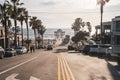 Manhattan Beach, California: View of the Manhattan Beach Pier as seen from downtown, in the late afternoon Royalty Free Stock Photo