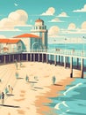 Manhattan Beach Escape: Abstract Travel Poster of California Coastal Charm Royalty Free Stock Photo