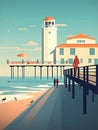 Manhattan Beach Escape: Abstract Travel Poster Of California Coastal Charm