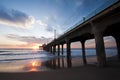 Manhattan Beach Pier Sunset Wide Angle Royalty Free Stock Photo