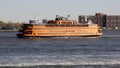 Manhattan-bound boat of the Staten Island Ferry en route, New York, NY, USA Royalty Free Stock Photo