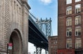 Manhattan Bridge from an alley Royalty Free Stock Photo