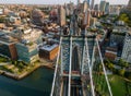 Manhattan Bridge with Brooklyn New York City skyscrapers city over Hudson River Royalty Free Stock Photo