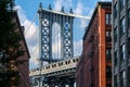 The Manhattan Bridge and a Brooklyn street in New York