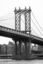 The Manhattan Bridge and East River, seen from DUMBO, in Brooklyn, New York City Royalty Free Stock Photo