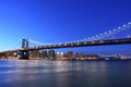 Manhattan Bridge and Manhattan skyline At Night Royalty Free Stock Photo