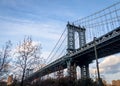 Manhattan Bridge and Manhattan Skyline seen from Dumbo in Brooklyn - New York, USA Royalty Free Stock Photo