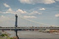 manhattan bridge in new york. architecture of historic bridge in manhattan. bridge connecting Lower Manhattan with