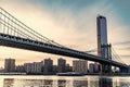 manhattan bridge in new york. architecture of historic bridge in manhattan. bridge connecting Lower Manhattan with