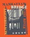 Manhattan bridge, New York city, silhouette