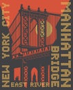 Manhattan bridge, New York city, silhouette Royalty Free Stock Photo