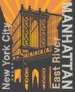 Manhattan bridge, New York city, silhouette Royalty Free Stock Photo